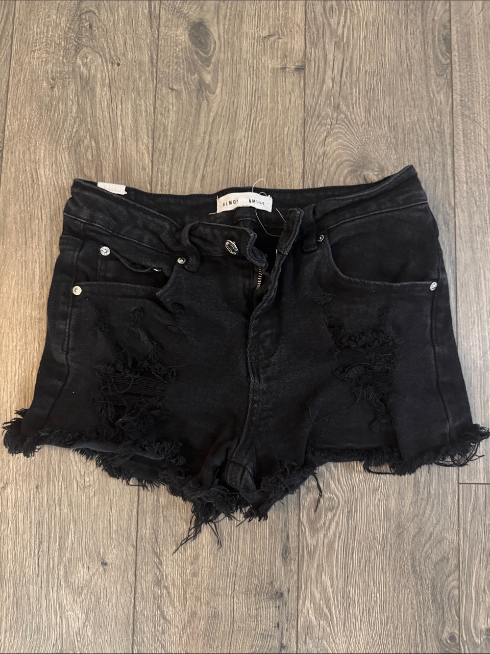 Almost Famous Black Ripped Frayed Hem Jean Shorts - See description